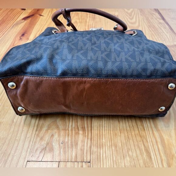 Michael Kors Hamilton Monogram Lock Gold Chain Bag Signature Large Satchel Purse - Picture 5 of 16